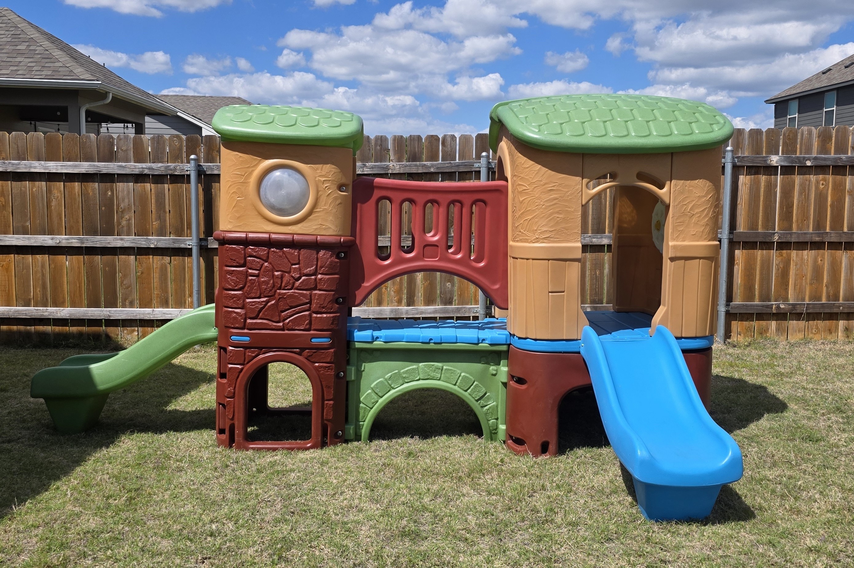 Kids enjoying the outdoor playset